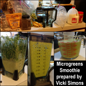 Microgreens Smoothie. Photo collage by Vicki Simons.